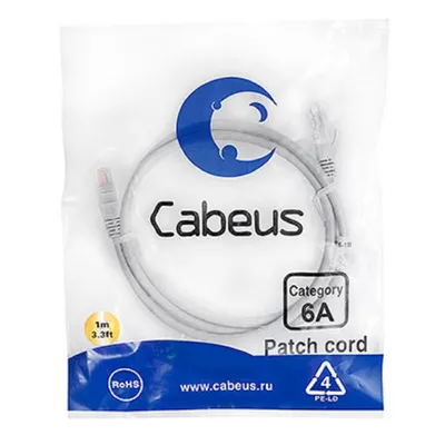 Патч-корд Cabeus PC-UTP-RJ45-Cat.6a-1m-LSZH, U/UTP, Cat.6a, 1м