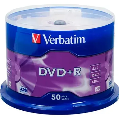Диски DVD+R Verbatim 43550, 4.7ГБ, 16x, 50шт