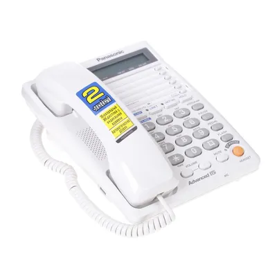 Телефон Panasonic KX-TS2368RUW, проводной, 2 линии, спикерфон, ЖК-дисплей, белый