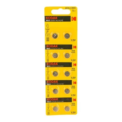 Батарейки Kodak AG6 (370) LR920, LR69 [KAG6-10] Max Button Cell (100/1000/98000) (10 шт. в уп-ке)