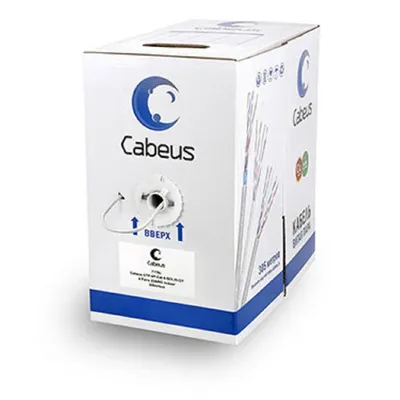 Кабель витая пара Cabeus UTP-4P-Cat.6-SOLID-GY, U/UTP кат.6, 4 пары 23 AWG, одножильный, 305 м
