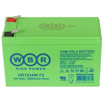 Аккумулятор WBR HR1234W, 12 В, 9 А·ч, AGM, клеммы F2, для ИБП
