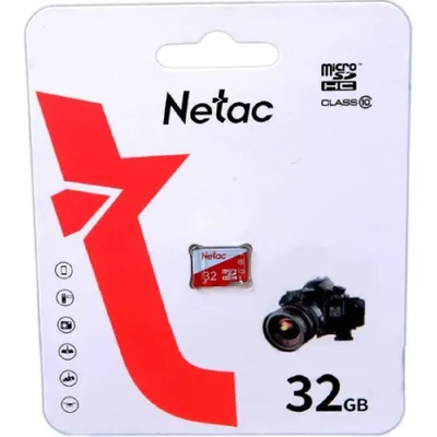 Карта памяти Netac P500 ECO 32 ГБ microSDHC, Class 10 U1, до 80 МБ/с, без адаптера