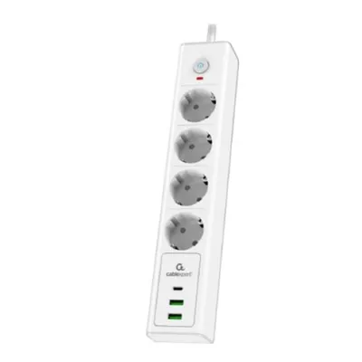 Сетевой фильтр Cablexpert Exnovo EXN-4-CU2-W-2, 4 розетки, USB-A+USB-C, 2м