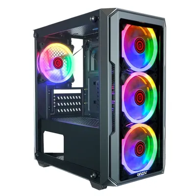 Корпус GINZZU CL690, Minitower, 2×USB2+1×USB3, стекло, черный