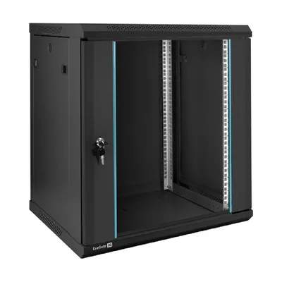 Шкаф телекоммуникационный ExeGate EC-WM-12U.450.G.BLACK, 19" 12U, 600×450×635 мм