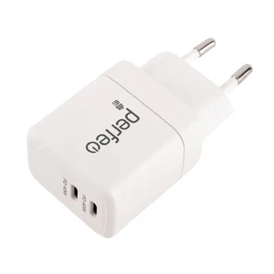 Зарядное устройство Perfeo I4662, GaN, 40W, 2×Type-C