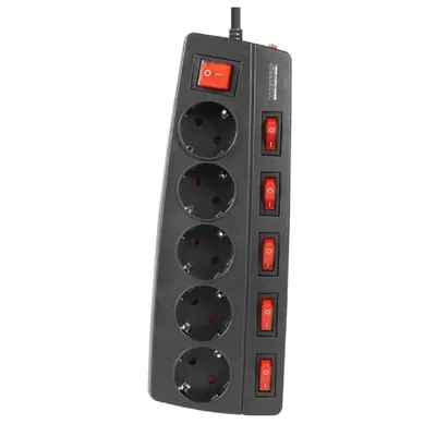 Сетевой фильтр Filum FL-SPL5-1.8M-BL, 5 розеток, 1.8 м