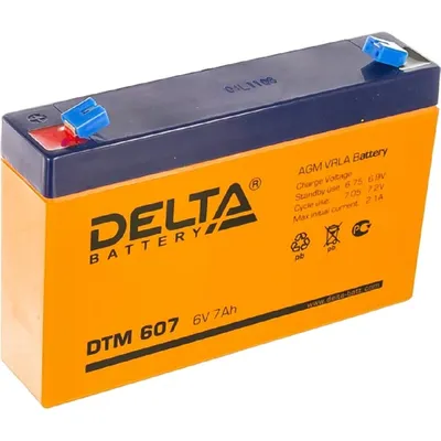 Аккумулятор Delta DTM 607, 6В, 7Ач, AGM