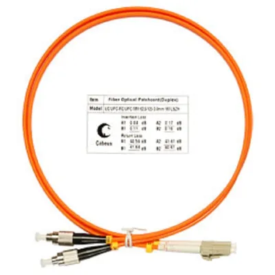Патч-корд оптический Cabeus FOP-62-LC-FC-1m, duplex LC/UPC–FC/UPC, 62,5/125 MM, 1 м, LSZH