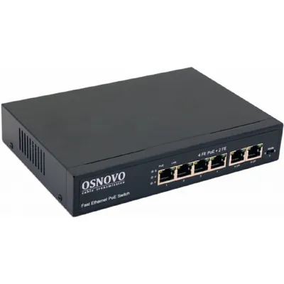Коммутатор Osnovo OSN-13231, Fast Ethernet, 6×PoE, 80W