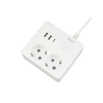 Удлинитель PowerCube PC-1-2M, 2 розетки, 3×USB, 1.9 м