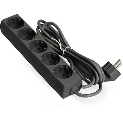 Удлинитель ExeGate ECE-5-5B (EX285825RUS), 5 розеток Schuko, кабель 5 м, 2200 Вт, чёрный