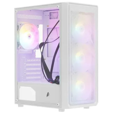 Корпус ПК 1STPLAYER FD3-WH-4F1-W, ATX, белый, 4×120мм LED