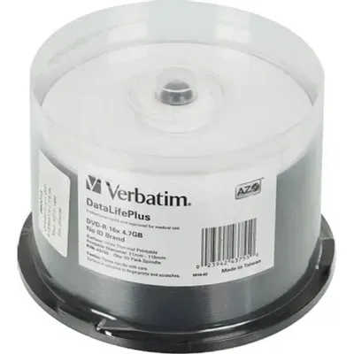 Диски DVD-R Verbatim 43755, 4.7 ГБ, 16x, printable, 50 шт на шпинделе
