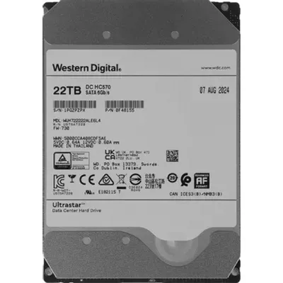 Жёсткий диск Western Digital Ultrastar DC HC570 WUH722222ALE6L4, 22 ТБ, SATA, 3.5", 7200 об/мин