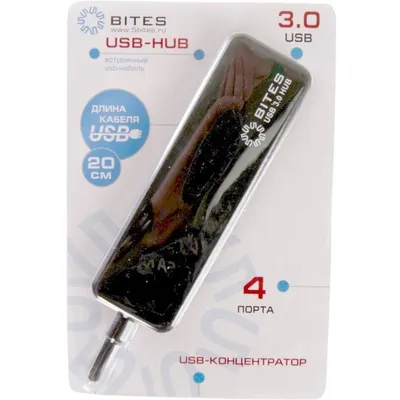 USB-хаб 5BITES HB34-310BK, 4×USB 3.0, черный