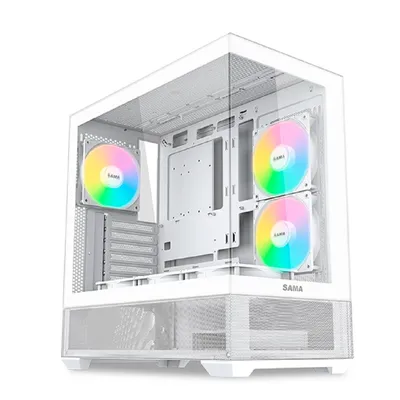 Корпус SAMA V40-WHADA6X1-GL, Midi-Tower, TG, 6×120мм ARGB, 2×USB 3.0