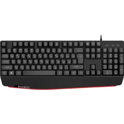 45546 - Клавиатура USB Defender Atom HB-546 (Черный), проводная, USB, ENG/RU, подставка под запястье, стандарт