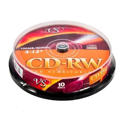 Диск CD-RW VS (PERFEO) VSCDRWCB1001, 700 МБ, 12x, Cake Box, 10 шт