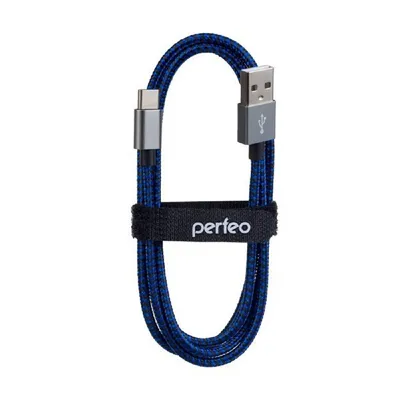 Кабель Perfeo U4904, USB 2.0 A — USB Type-C, 3 м, тканевая оплетка