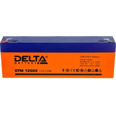 Аккумулятор Delta DTM 12022, 12В, 2.2Ач, AGM