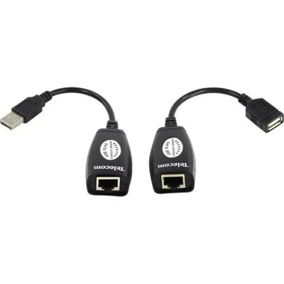 Переходник-удлинитель Telecom TU824, USB-A→RJ45, 0.1м