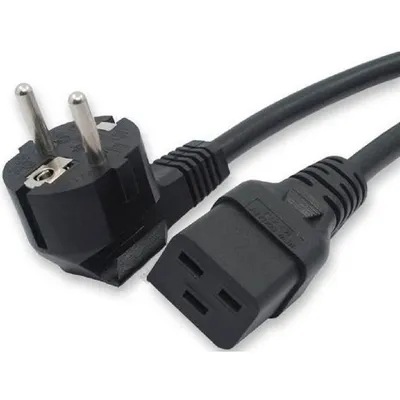 Кабель питания Filum FL-PC-SH90/C19-C-1.8-BK ПВС-АП 3x1.5 CEE 7/7(Schuko) угловая  - C19,  220/250В, 16А, чёрный, 1.8м (845725)