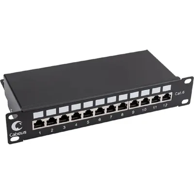 Патч-панель Cabeus PL-12-Cat.6 10"-SH-Dual, 10", 1U, 12 портов RJ-45, Cat.6