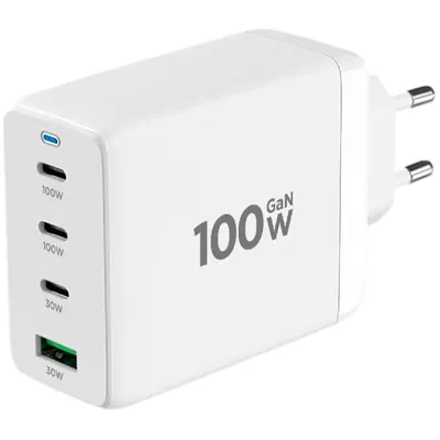 Зарядное устройство Cablexpert MP3A-PC-66, 100 Вт GaN, 3×USB-C, 1×USB, белое