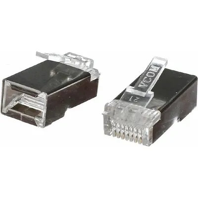 Коннектор VCOM VNA2230-1/100, RJ-45 8P8C, экранированный, для FTP кат.5, 100 шт