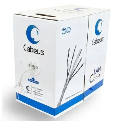 Кабель Cabeus UTP-4P-Cat.5e-SOLID-GY-100, U/UTP кат.5e, 4 пары, 24 AWG, 100 м