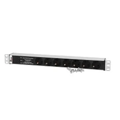 PDU ЦМО R-10-7S-FI-440-Z, 10А, 7×Schuko, 1U, горизонтальный