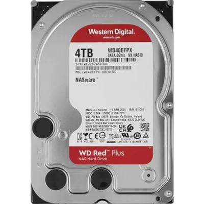 Жесткий диск Western Digital Red Plus WD40EFPX, 4TB, 3.5", 5400RPM, SATA-III