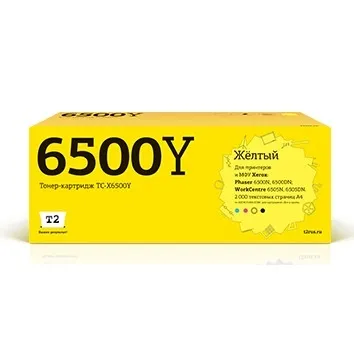 Тонер-картридж T2 TC-X6500Y, для Xerox Phaser 6500N/6500DN/WorkCentre 6505N/6505DN, 2000 стр., желтый, с чипом