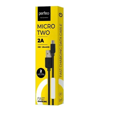 USB-кабель Perfeo U4010, USB-A–micro USB, 2.0, 2м, черный