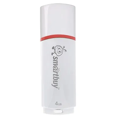Флешка Smartbuy SB4GBCRW-W, 4 ГБ, USB 2.0, белый/красный