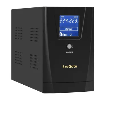 ИБП ExeGate SpecialPro Smart LLB-2000.LCD.AVR.2SH.RJ.USB, 2000 ВА/1200 Вт, LCD, AVR, 2×Schuko