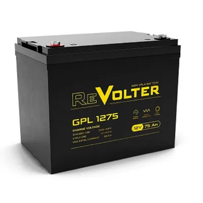 Аккумулятор REVOLTER GPL 1275, 12В/75Ач, клеммы М6
