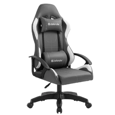 Кресло Defender 64675, игровое, серый/белый, экокожа, PU