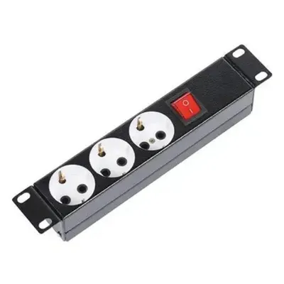 Блок розеток ЦМО БР-3П-10-9005, 10", 1U, 3×Schuko, IEC-320-C14