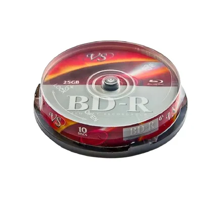 Диск BD-R VS VSBDR6CB1002, 25 ГБ, 6x, Cake Box, 10 шт