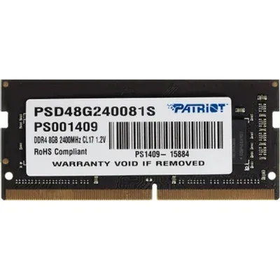 Модуль памяти PATRIOT PSD48G240081S, DDR4 SO-DIMM, 8 ГБ, 2400 МГц, CL17