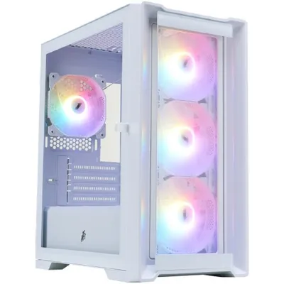 Корпус ПК 1STPLAYER T4-G-WH-4F1-W, mATX, Mini-Tower, белый