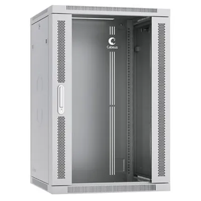 Шкаф Cabeus SH-05F-18U60/45-R настенный 19" 18U, 600x450x901 мм, стекло, RAL 7035