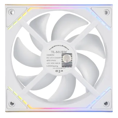 Кулер для корпуса Thermalright TL-M12RW, 120мм, Reverse, ARGB, белый