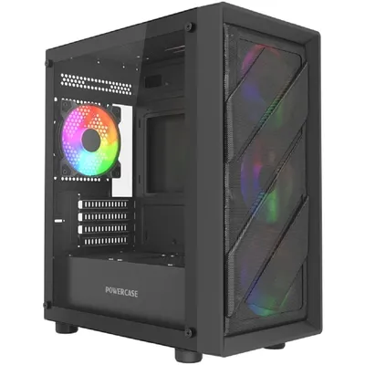 Корпус PowerCase CMMEM21B-L4, mATX, стекло, 4×120mm FRGB, черный