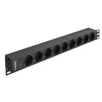 Блок розеток ExeGate EX280853RUS, 9×Schuko, C20, 16A, 1U