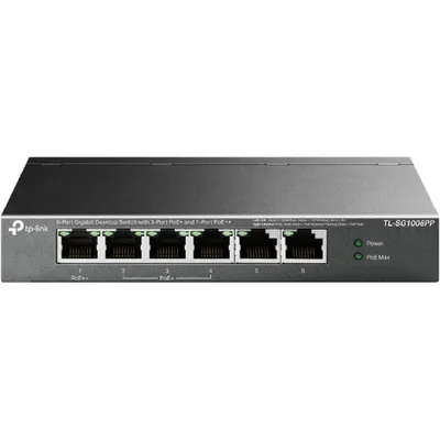 Коммутатор TP-Link TL-SG1006PP, 6×1GbE, 3×PoE+, 1×PoE++, 64 Вт