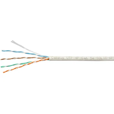 Кабель Cabeus UTP-4P-Cat.5e-SOLID-WH-100, UTP Cat.5e, одножильный, 100м, PVC, белый